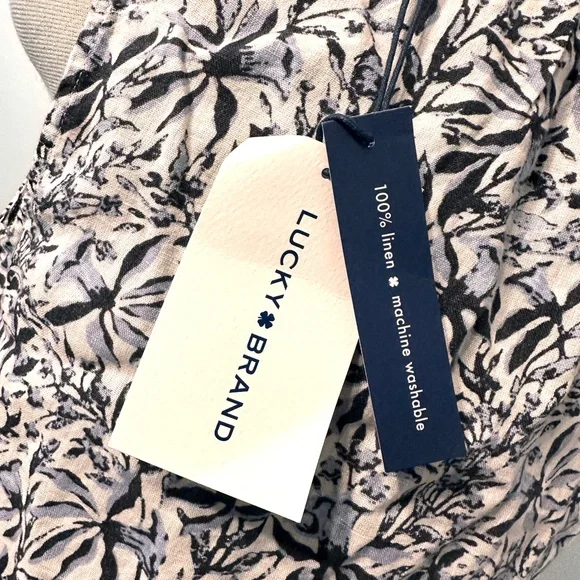 Lucky Brand 100% Linen Tiered Dress Womens S Bluebell Floral Sleeveless NEW - Picture 11 of 11